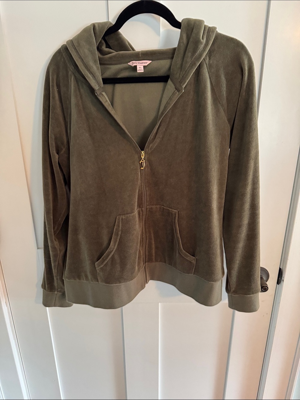 Juicy Couture Olive Green Velour Zip Hoodie
